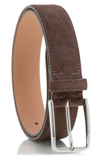 Shop Made In Italy Italian Suede Leather Belt In Brown