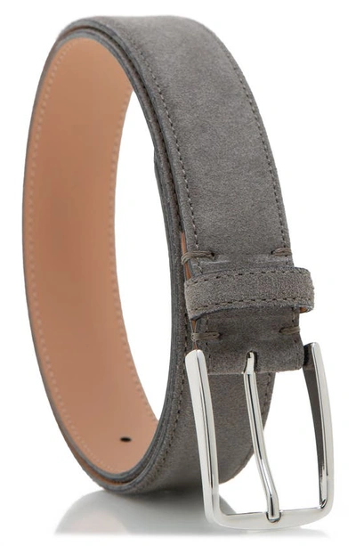 Shop Made In Italy Italian Suede Leather Belt In Grey