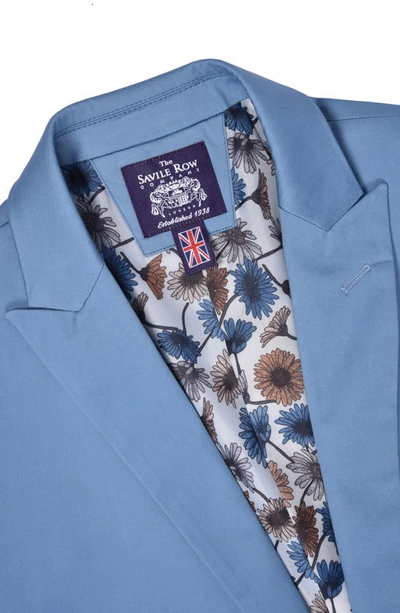 Shop Savile Row Co Brixton Light Blue Solid Two Button Peak Lapel Trim Fit Stretch Cotton Suit