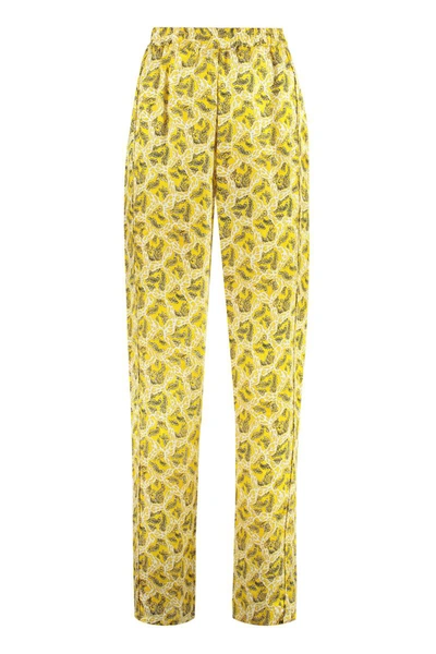Shop Isabel Marant Piera Printed High-rise Trousers In Yellow