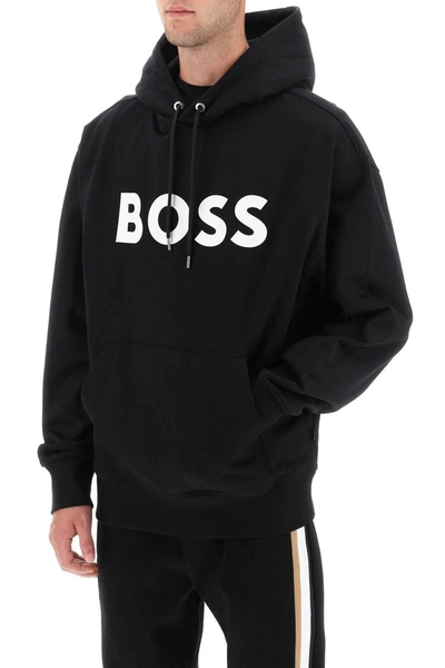 Shop Hugo Boss Boss 'sullivan' Logo Hoodie In Black