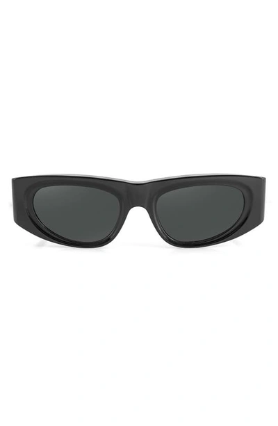 Shop Aqs Valentina 55mm Polarized Oval Sunglasses In Black