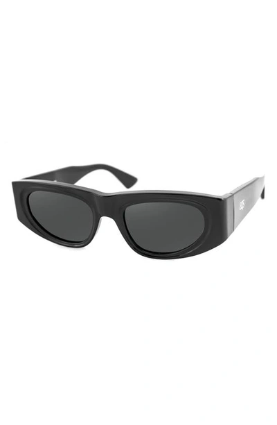 Shop Aqs Valentina 55mm Polarized Oval Sunglasses In Black