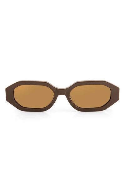 Shop Aqs Mia 55mm Polarized Oval Sunglasses In Brown