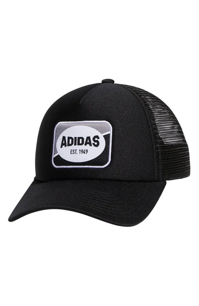 Shop Adidas Originals Foam Trucker Hat In Black/ White/ Grey