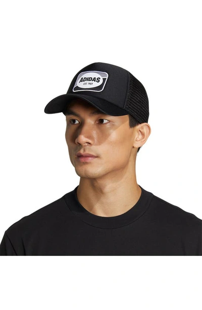 Shop Adidas Originals Foam Trucker Hat In Black/ White/ Grey