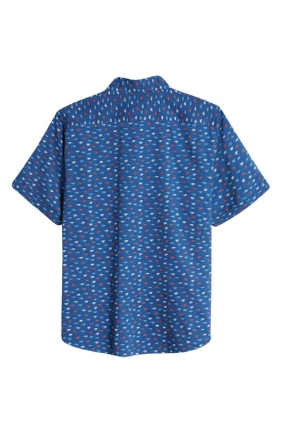 Shop Cutter & Buck Windward Short Sleeve Button-up Shirt In Indigo