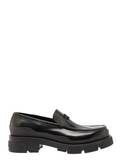 Shop Givenchy Terra Black Loafers With Logo And Chunky Platform In Leather Man