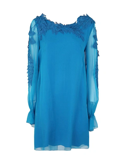 Shop Alberta Ferretti Long Sleeves Mini Dress Clothing In Blue