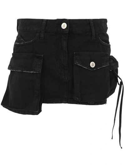 Attico 'fay' Black Mini-skirt With Oversized Cargo Pockets In Black