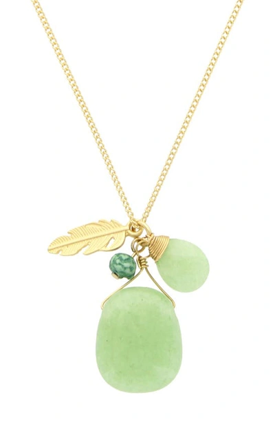 Shop Olivia Welles Liesha Stone Mixed Charm Pendant Necklace In Green