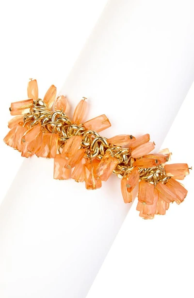 Shop Olivia Welles Crystal & Enamel Chain Bracelet In Orange
