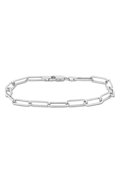 Shop Delmar Polished Paperclip Chain Bracelet In Silver