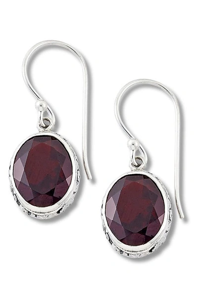 Shop Samuel B. Oval Garnet Drop Earrings In Red