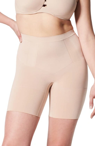 Spanx Power Conceal-her High-waisted Mid-thigh Shorts In Soft Nude
