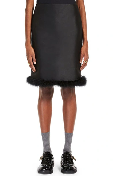 Shop Sportmax Feather Trim Pencil Skirt In Black