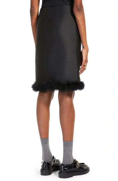 Shop Sportmax Feather Trim Pencil Skirt In Black