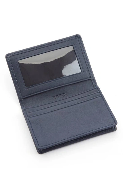 Royce New York Leather Card Case In Navy Blue