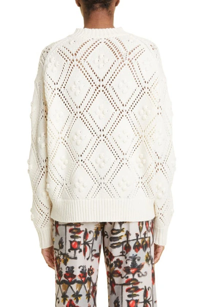 Shop Lela Rose Popcorn Open Stitch Wool & Cashmere Sweater In Ivory