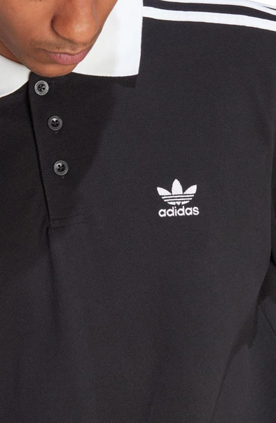 Shop Adidas Originals 3-stripes Cotton Piqué Polo In Black