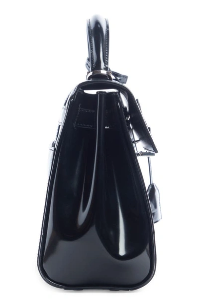 Shop Saint Laurent Small Le Fermoir Calfskin Top Handle Bag In Noir