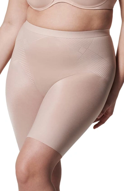 Shop Spanxr Thinstincts® 2.0 Mid Thigh Shorts In Champagne Beige