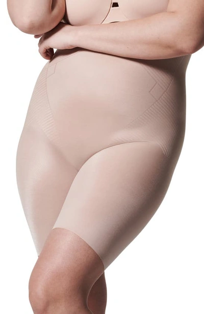 Shop Spanxr Thinstincts® 2.0 High Waist Mid Thigh Shorts In Champagne Beige