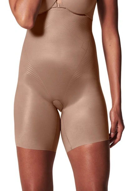 Shop Spanxr Thinstincts® 2.0 High Waist Mid Thigh Shorts In Cafe Au Lait