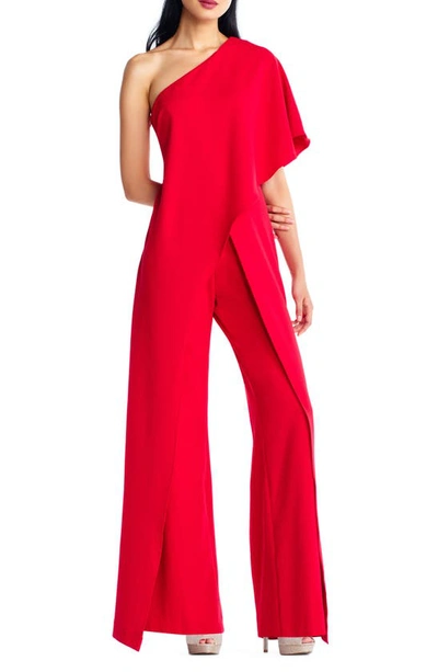 Shop Adrianna Papell One-shoulder Jumpsuit In Red