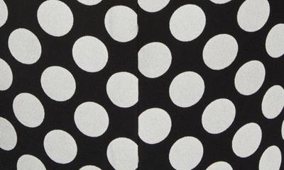 Shop Saint Laurent Polka Dot Long Sleeve Silk Blend Minidress In Noir/ Craie