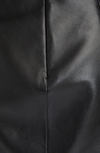 Shop Saint Laurent Front Seam Lambskin Leather Pencil Skirt In Black