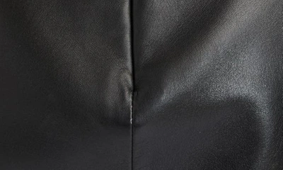Shop Saint Laurent Front Seam Lambskin Leather Pencil Skirt In Black