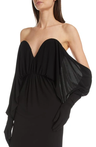 Shop Saint Laurent Sweetheart Neck Strapless Jersey Gown In Noir