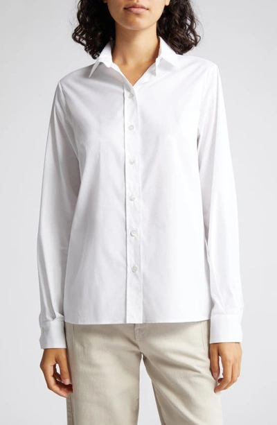 Shop Eleventy Stretch Cotton Button-up Shirt In Bianco
