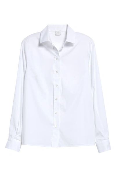 Shop Eleventy Stretch Cotton Button-up Shirt In Bianco