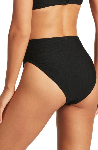 Sea Level Retro High Waist Bikini Bottoms In Black