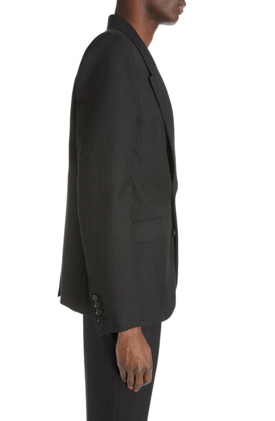 Shop Saint Laurent Pinstripe Wool Twill Sport Coat In Noir/ Gris