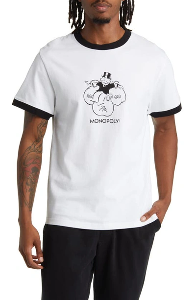 Shop Krost X Hasbro Community Well Being Monopoly Cotton Graphic Ringer T-shirt In White