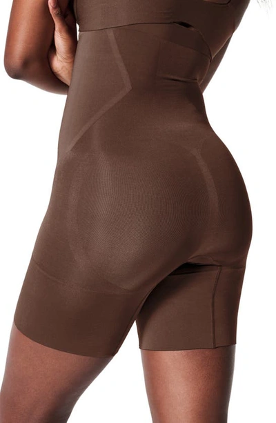 Shop Spanxr Oncore High Waist Mid-thigh Shorts In Chestnut Brown