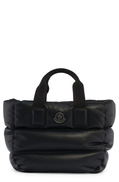Shop Moncler Caradoc Leather Puffer Tote In Black