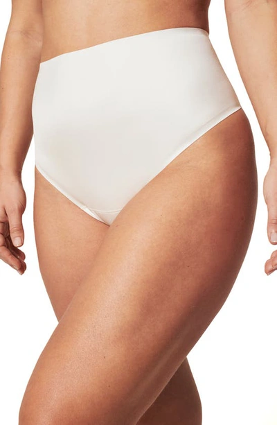 Shop Spanx Shaping Satin Thong In Linen