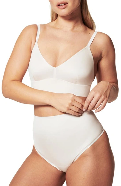 Shop Spanx Shaping Satin Thong In Linen