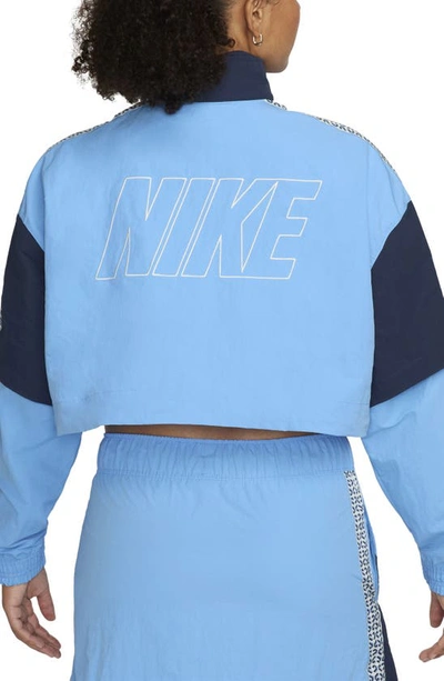 Shop Nike Sportswear Water Repellent Crop Tracksuit Jacket In University Blue/ Navy/ Sail