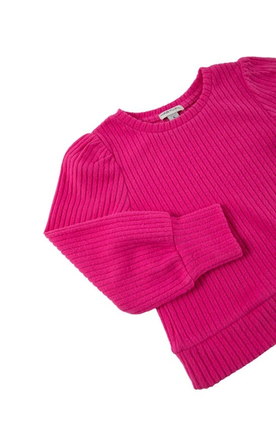Shop Habitual Kids' Rib Knit Top & Pants Set In Dark Pink