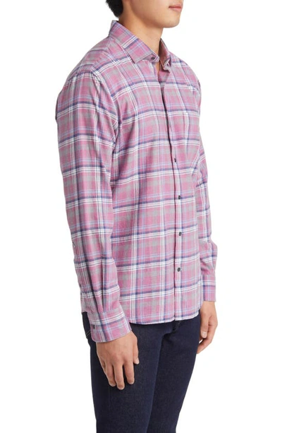 Shop Peter Millar Iron Way Plaid Button-up Shirt In Radish