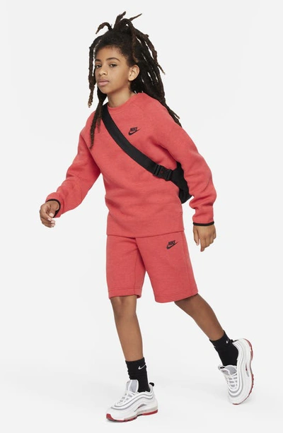 Shop Nike Sportswear Tech Fleece Shorts In Light University Red/ Black