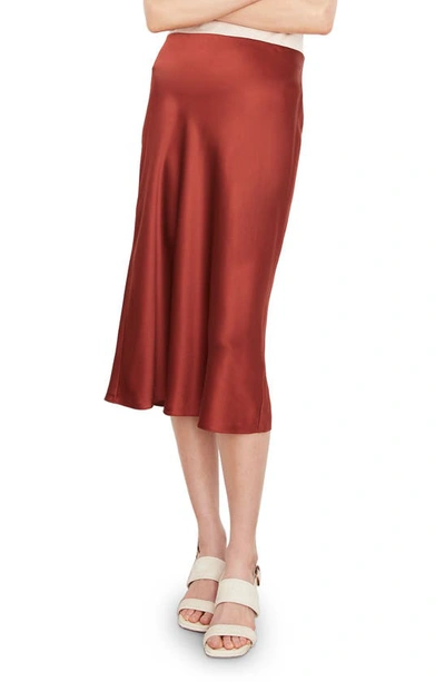 Shop Vince Satin Slip Skirt In Red Dahlia