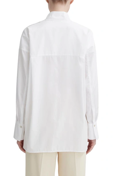 Shop Vince Half Placket Cotton Button-up Shirt In Optic White