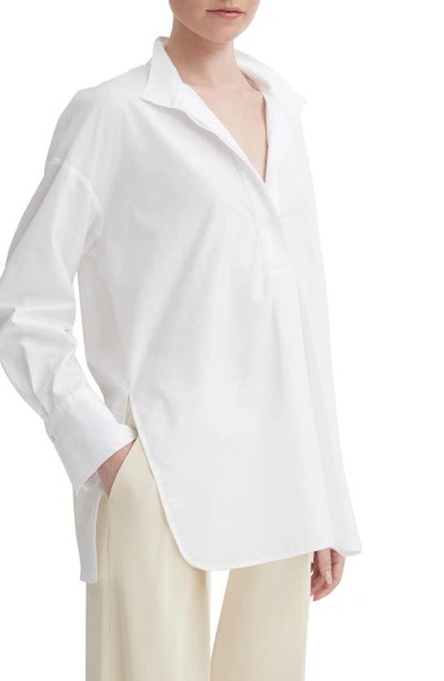 Shop Vince Half Placket Cotton Button-up Shirt In Optic White