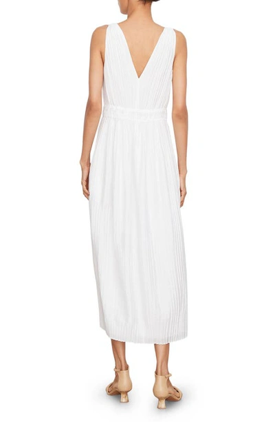 Shop Vince Pleated Double V-neck Dress In Off White